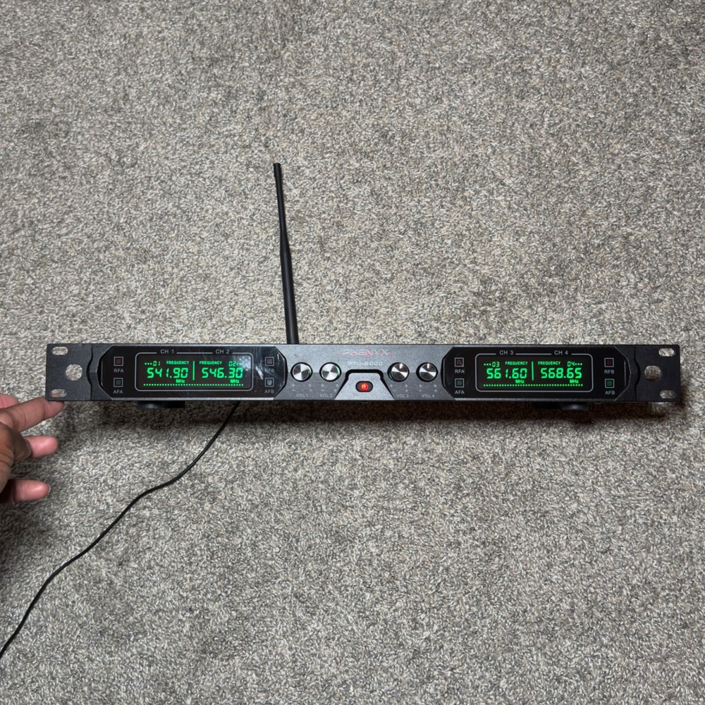 Phenyx Pro PTU-5000 4-Channel UHF Wireless Microphone System Receiver Black